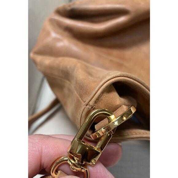 Positive Elements Genuine Leather Crossbody Purse Gold Ring Handles Large Modern - Picture 7 of 9